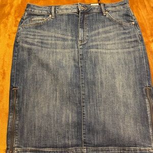 VERAWANG blue Jean Skirt with Gold Side Zippers